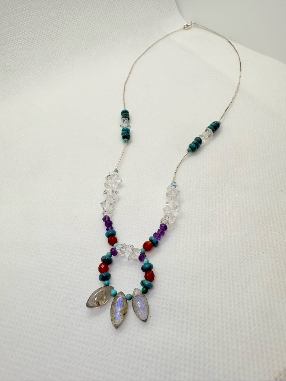 Artisan Mixed Gemstone & Crystal Statement Necklace with Labradorite